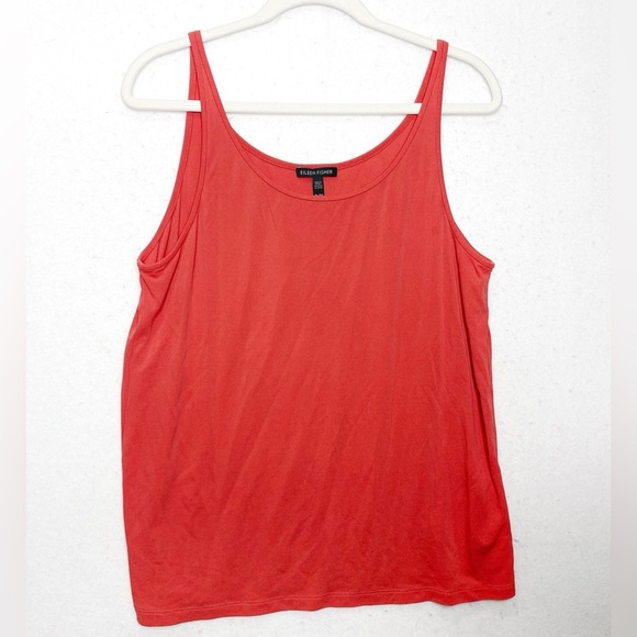 Eileen Fisher Scoop Neck 100% Silk Tank Top Persimmon Size XL - Picture 1 of 5